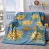 2026 New Arrivals Colorful Expressions Sun Blue Cloud Background Flannel Printed Blanket, Lightweight and Easy To Wear, AntiWrinkle Design, Durable an