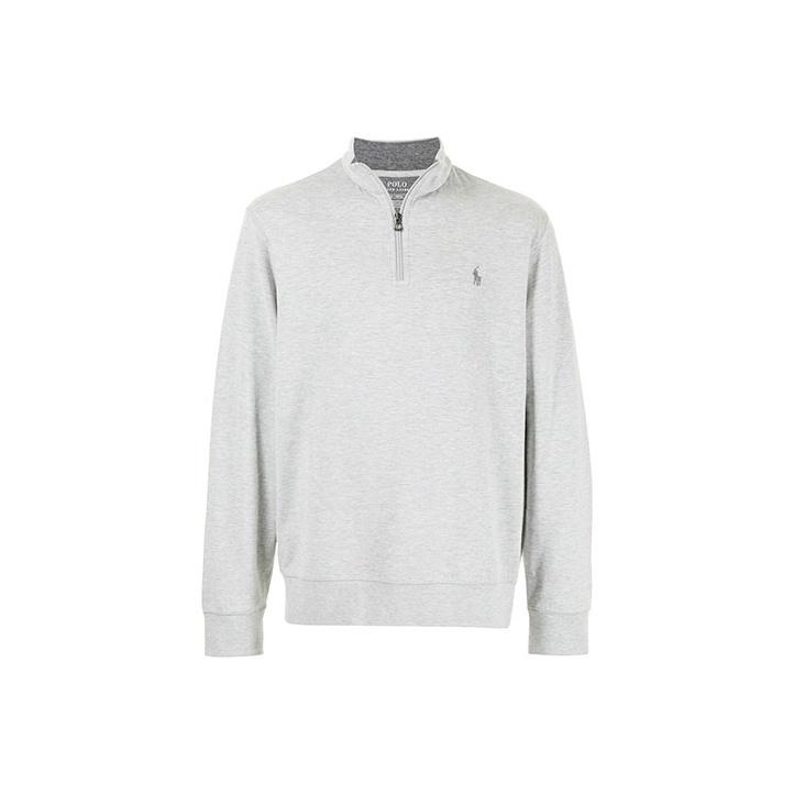 Polo Ralph Lauren FW21 Solid Logo Вышитый полумолния пуловер Толстовка Мужская толстовка Серый 710812963-002 M