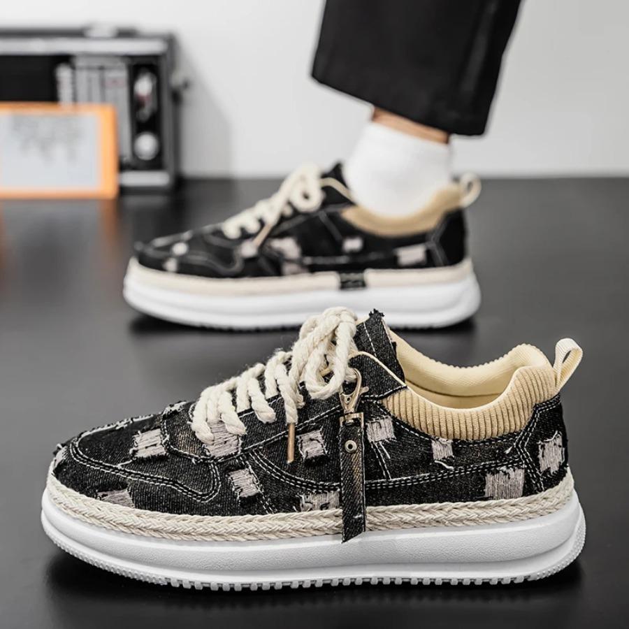 2025 Canvas sneakers small white shoes men's new thick sole breathable increase fashion casual shoes men running shoes tênis