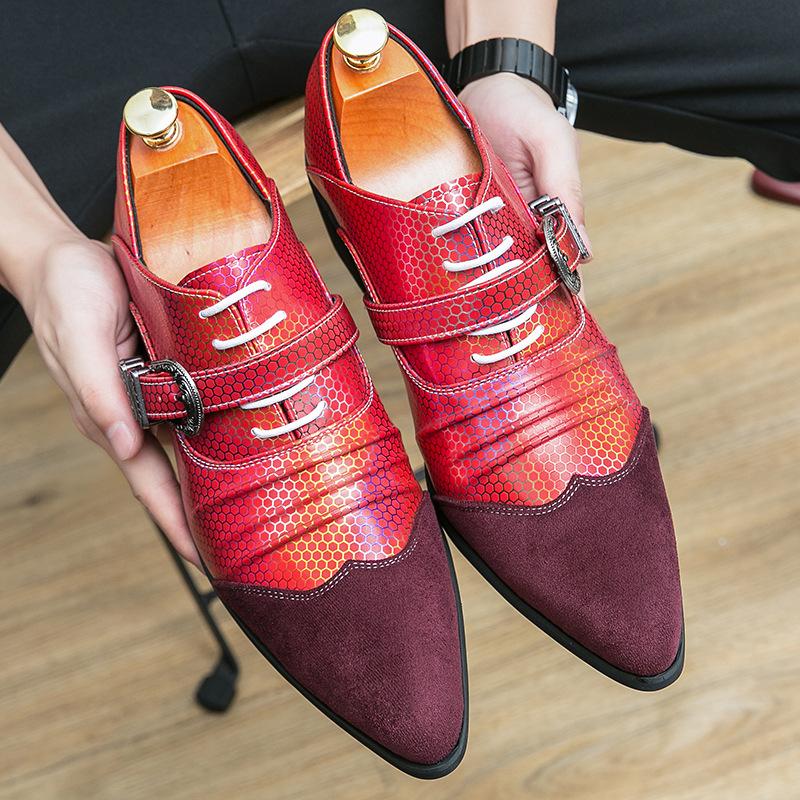 European and American large-size high-heeled bottom pointed men's shoes, new spring and autumn pointed men's mid-heeled shoes, shallow single shoes