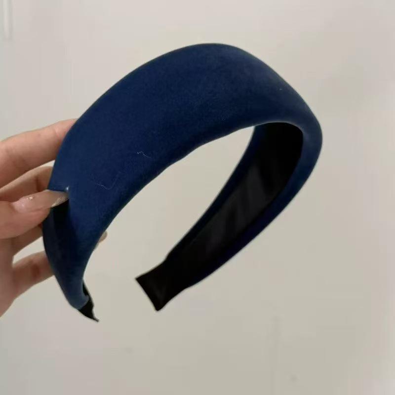 Retro French Wide Skull Top Sponge Headband for Women - Milk Coffee Color Hair Accessory