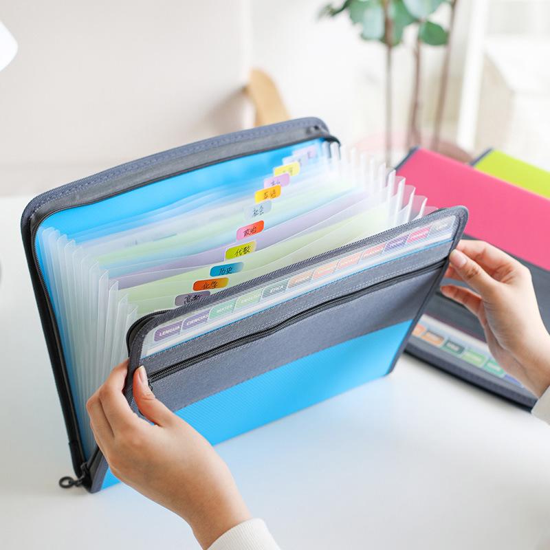 13Layer A4 Expanding File Folder Double Zipper Document Storage Bag Organizer File Pouch Bill Folder Family School Office Binder