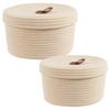 2Pcs Cotton Rope Storage Baskets Woven Desktop Sundries Kids Toys Organizer Box Storage Basket with Lid Sorting Jewelry Snack