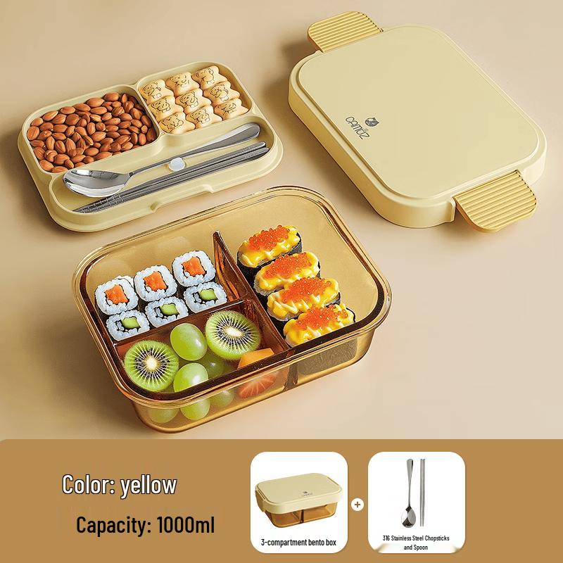 CAMUZ Microwave Safe Glass Bento Lunch Box 1000ml