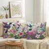 Short Plush Material Pillowcaseexquisite Quilted Pillowcases With Hummingbirds And Floral Sofa Cushion Cover Home Room Decorati