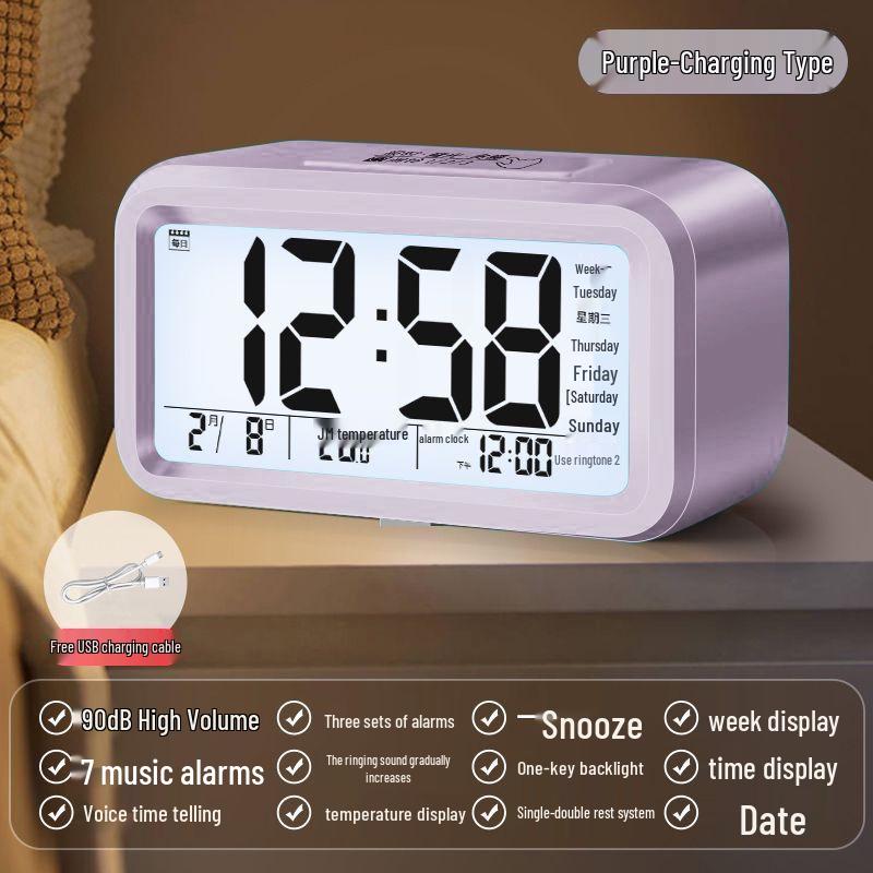 Multifunctional Smart Alarm Clock for Students and Children, Wake-Up Tool, Desktop Clock for Boys and Girls