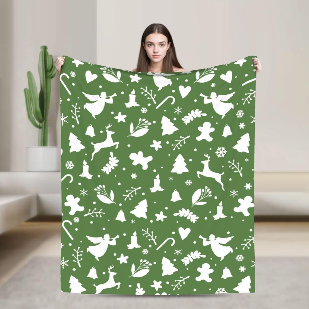 Christmas Dog And Cat Blanket Fleece Spring/Autumn Nordic Merry Christmas New Year Thin Throw Blankets for Home Office Bedspread