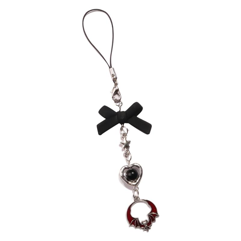 

Trendy Phone Lanyard Gothic Style Butterfly Heart Keychain Pendant Durable Phone Strap Portable Phone Accessory for Keys