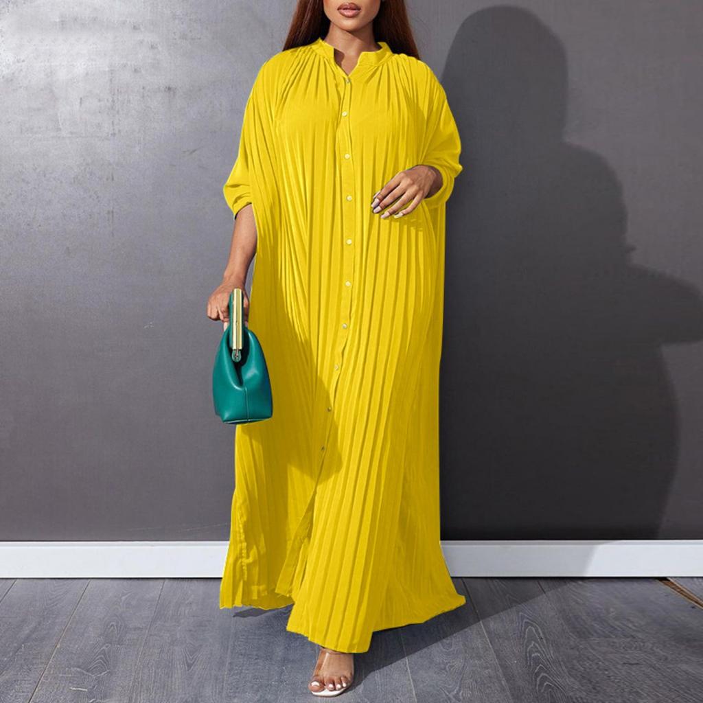 Summer Plus Size Women's Pleated Loose Casual Dress, European American Fashion Casual Dress, Leisure Women Clothing