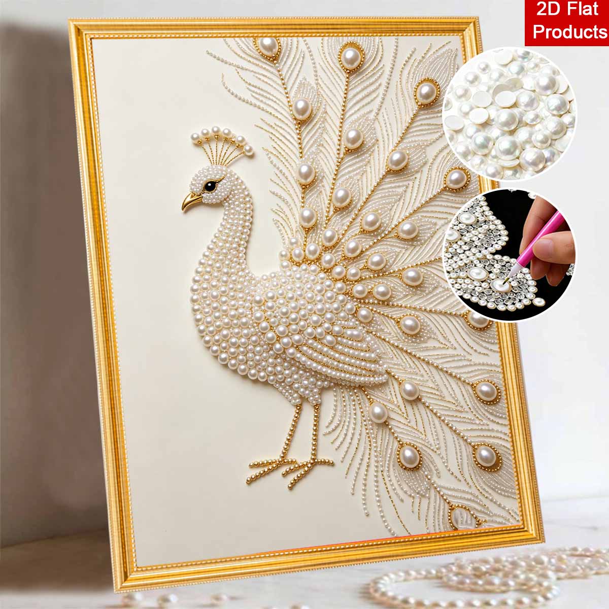 

DIY Pearl Diamond Art Painting Kits for Adults & Beginners, Elegant Peacock Sparkling Painting Craft Home Wall Decor Handmade Gift 30x40cm