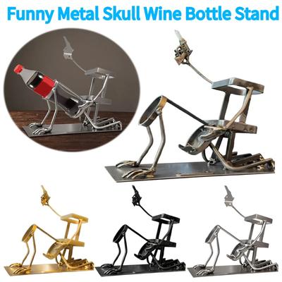 Creative Skeleton Bottle Bracket Ornament Unique Metal Crafts Home Decoration Suitable for Bars and Restaurants