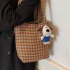 Retro Ins Casual Plaid Shoulder Bag New Bag Women's Simple Fashion Fashion Autumn and Winter Bucket Bag