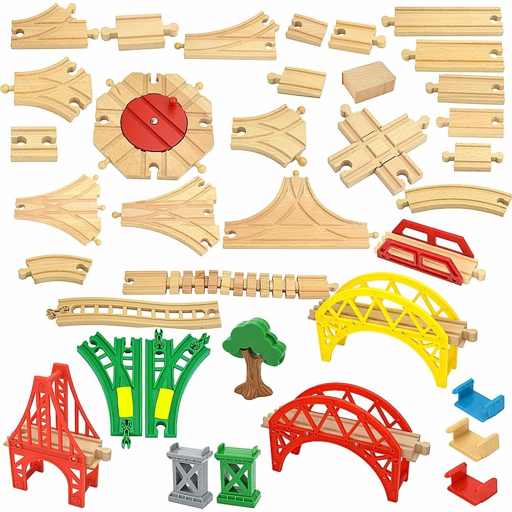 Educational Toy for Child New Kinds Wood Track Accessories Beech Wooden Train Track Railway Toys Fit Biro Wooden All Brand Track