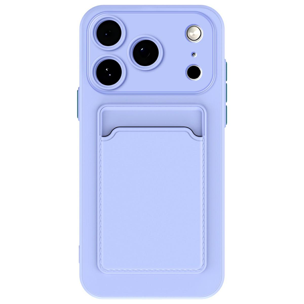 

Для iPhone 17 Pro Max Чохол Гнучкий ТПУ Чохол для Телефона зі Слотом для Картки на Задній Стороні Purple