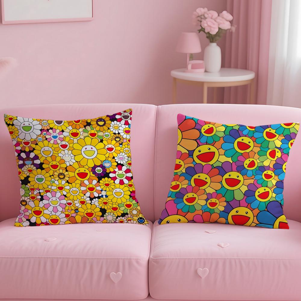 classic artist Takashi Murakami Cushion Cover Soft & Easy-Wash Pillow Case – Versatile for Couch, Bed, Travel and Office