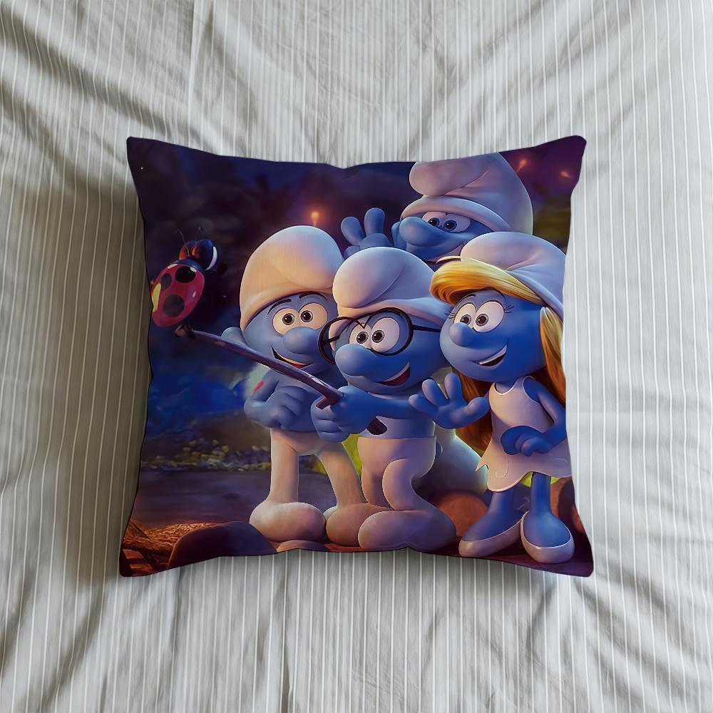 Cushion 2025 Cover Soft Case Cartoon Sofa Living Room Home Movie Comfortable Office Decor S-SmurffS-ES Protective Pillow