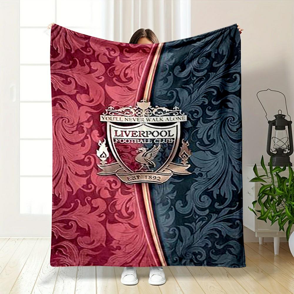 Liverpool Football Club Logo Design Blanket Flannel Blanket for Bedroom, Living Room, Sofa, and Nap Sofas.
