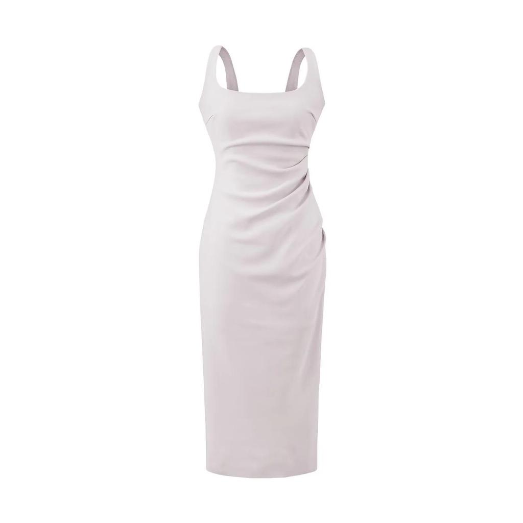 2026 Pure Desire Bodycon: Sexy Square Neck Ruched Waist Open Back Tank Dress