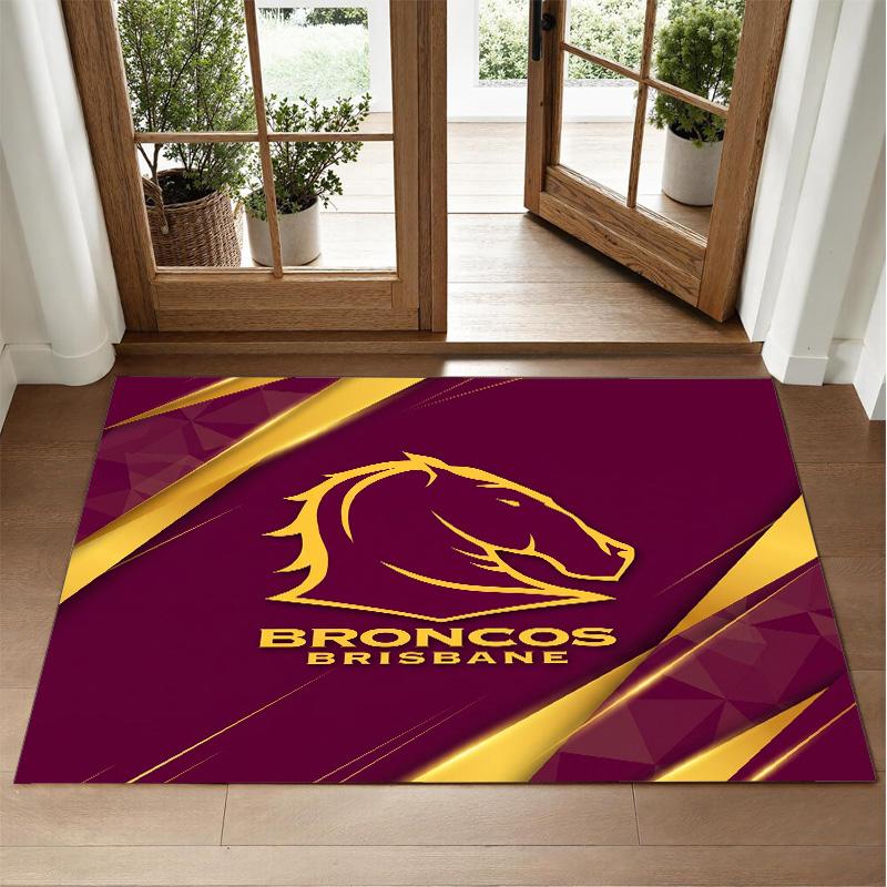 Brisbane Broncos Design Crystal Velvet Rug Soft Decorative Mat for Bedroom Entrance