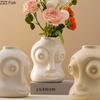 Creative Big Eyes Figures Ceramic Vase Plant Pots Table Decoration Flowers Arrangement Creative Floral Vase Room Aesthetic Decor