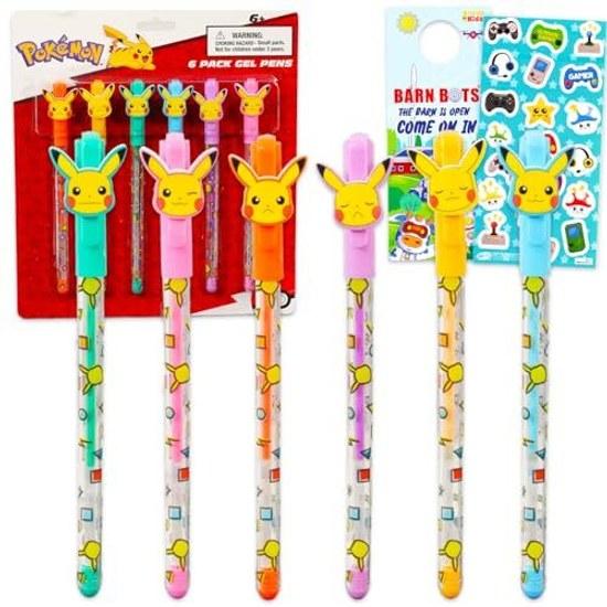 Nintendo Pokémon Gelstift-Set - 6 Stück Pikachu Schreibgerät Geschenk Kinder Plus Aufkleber Anderes Party-Souvenir Niedliche Kunst Handwerk Schreibwaren Schulbedarf