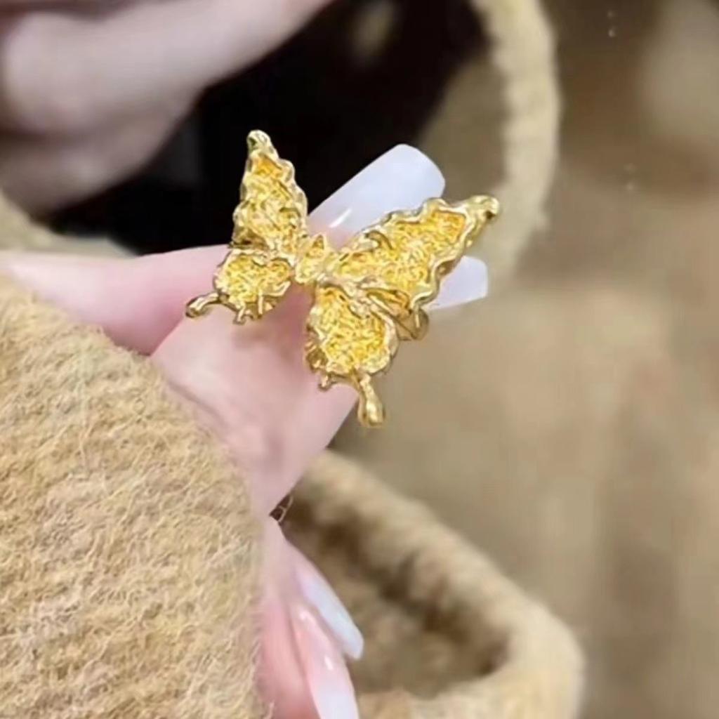 New Light Green Butterfly Sparkly Open Adjustable Ring All-match Ring Ring for Women Jewelry Resin Ring