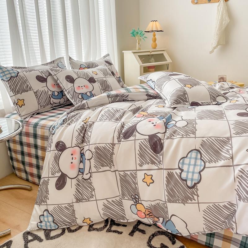 Class A Maternal And Infant Grade Small Fresh Pure Abraded Four-Piece Set Skin-Friendly Bed Sheet Washed Cotton Quilt Cover Student Dormitory 3Pcs Set