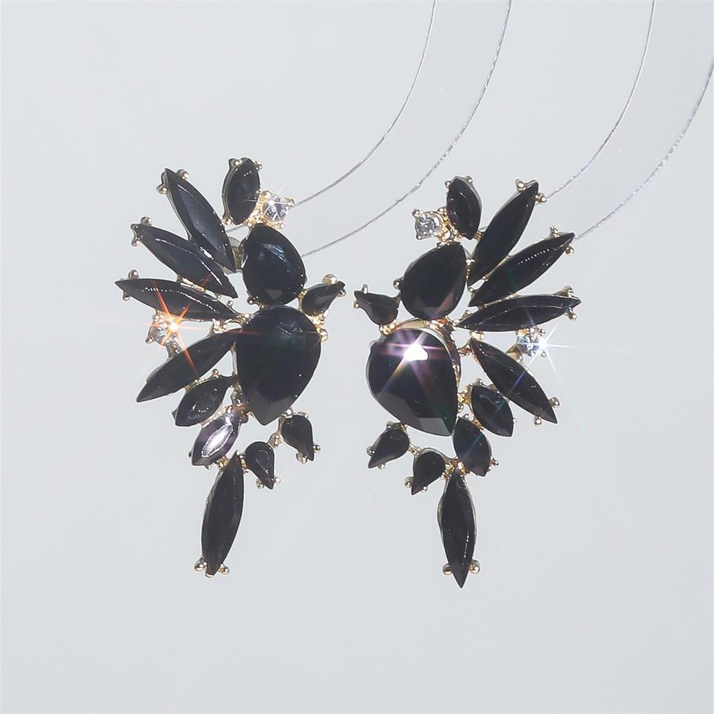 European and American Luxury Colorful Rhinestone Flower Stud Earrings for Women