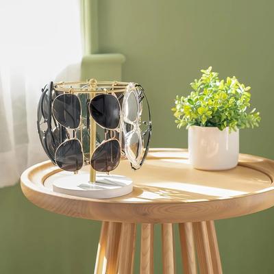 Elegant Sunglasses Storage Stand with Wooden Bottom - Metal Glasses Stand, Can Hold 12 Pairs of Glasses - Glasses Display Stand