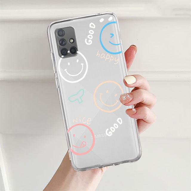 Clear Case For Samsung Galaxy A52 A12 A51 A32 A21s A71 A32 A22 50 A70 A31 A72 5G Phone Cover Love Line Flower