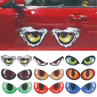 Car 3D Animal Eyes Sticker Body Decoration Sticker Auto Rearview Mirror Cover 3D Stereo Reflective Animal Cartoon Eyes Sticker
