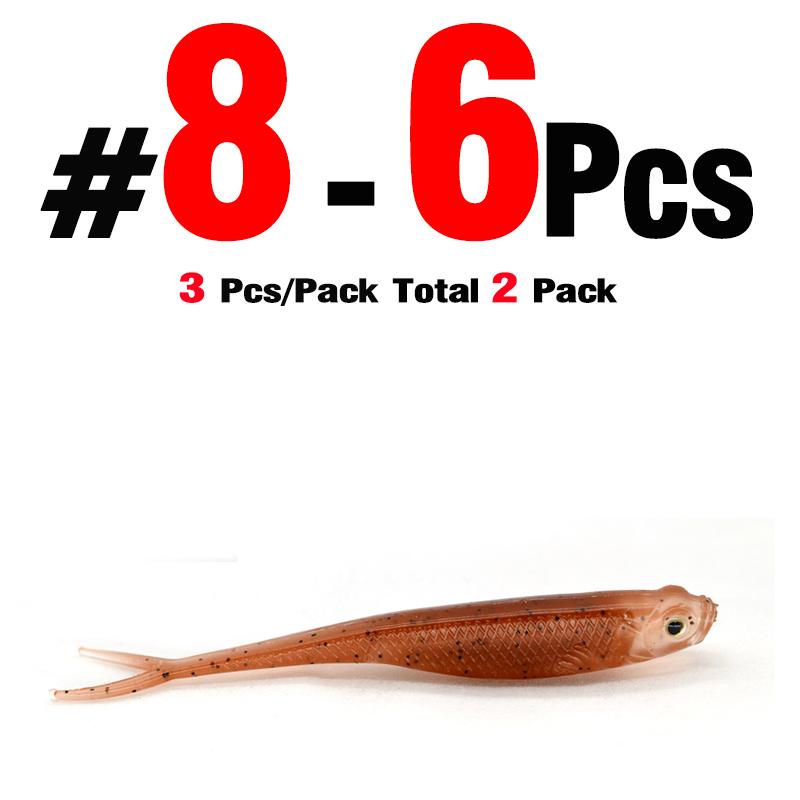 MNFT 6Pcs Fishing Worm Soft Silicone Swimbaits Lure Paddle Tail Shad Minnow Paddle 7.5cm 1.8g  Paddle Tail Swim Bait