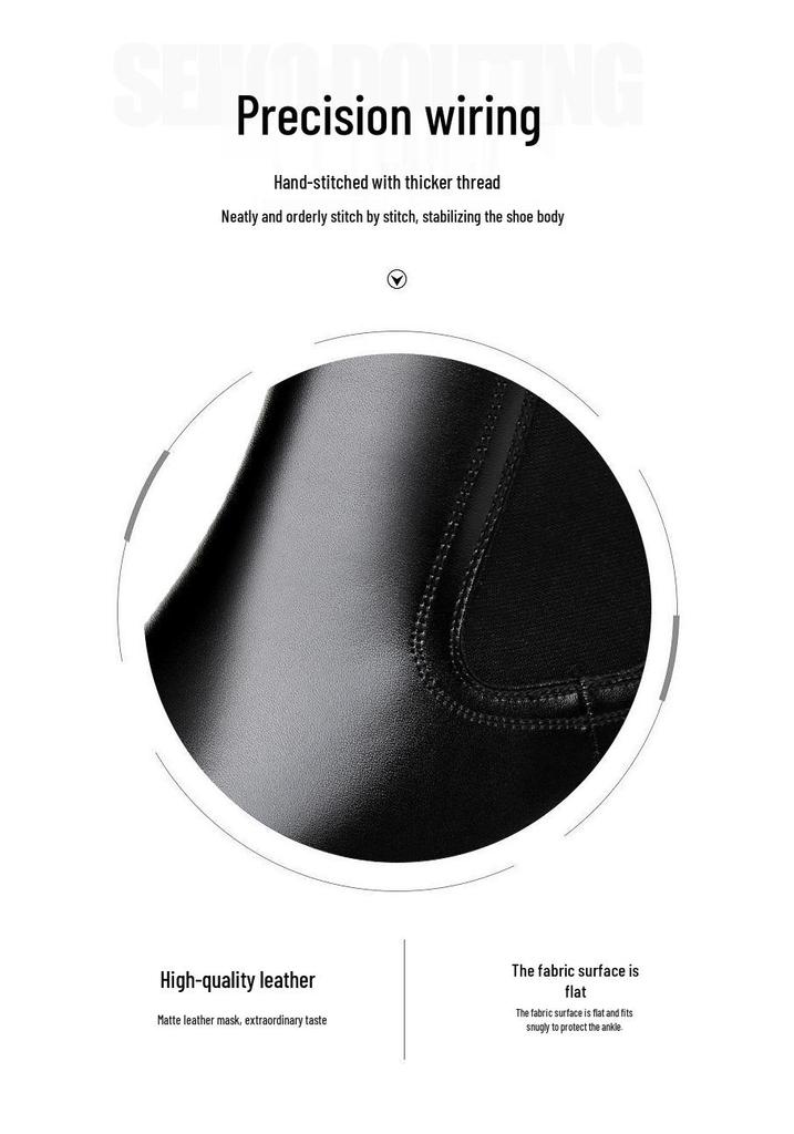 Chelsea Pointed Toe Leather Boots: Fashionable Slip-on, Korean & British Style Business Men's Plus Size Shoes.