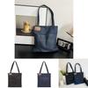 Denim Shoulder Bag Large Capacity Shopping Tote With Zipper For Daily Use