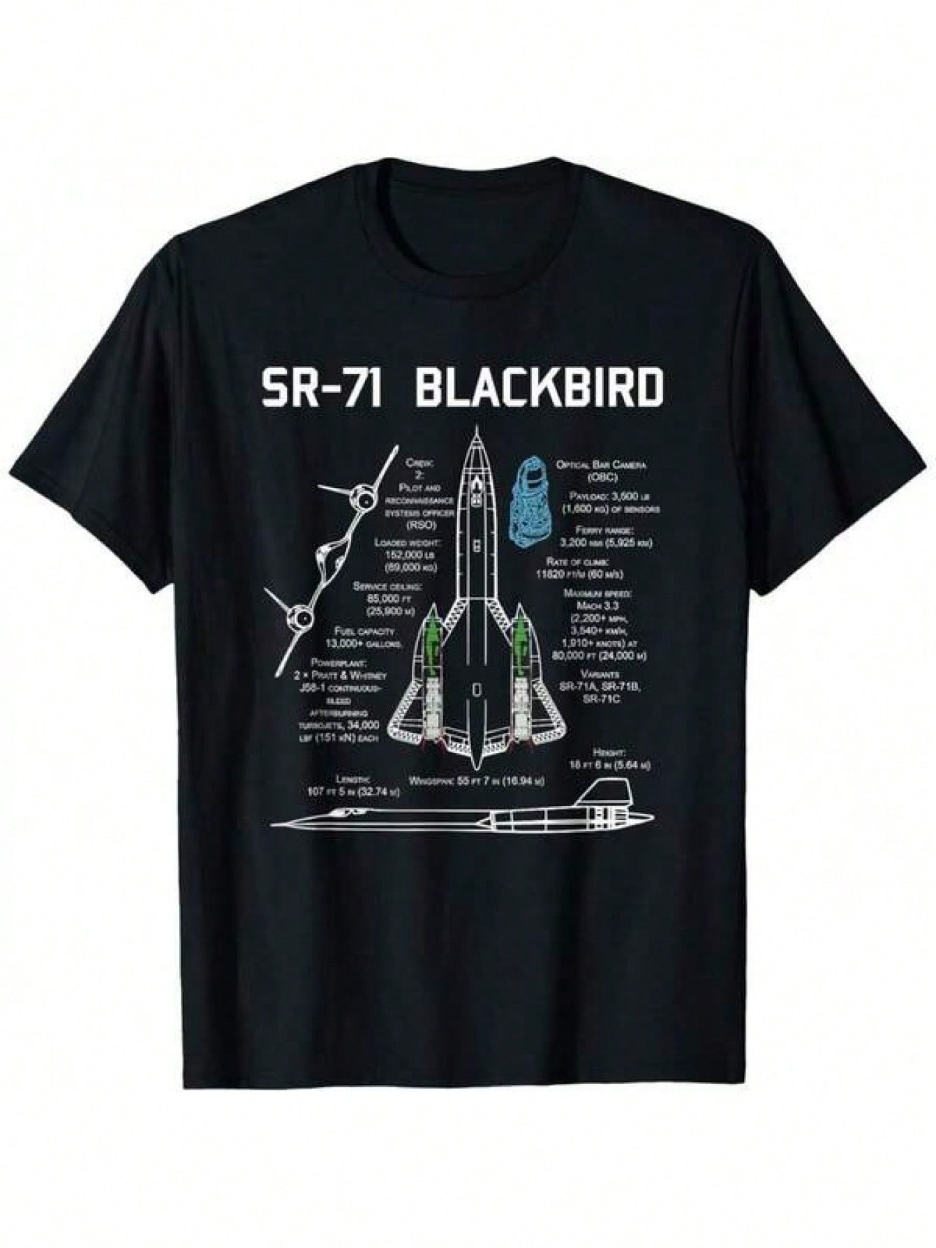 SR-71 Blackbird Specifications T-Shirt S разноцветный