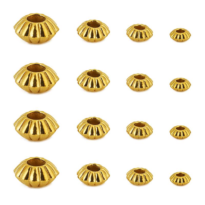 10pcs Stainless Steel Big Large Hole Spacer Beads 4 5 6 8 Mm PVD Never Fade Necklace Bracelet Beads Diy Findings Jewelry Making