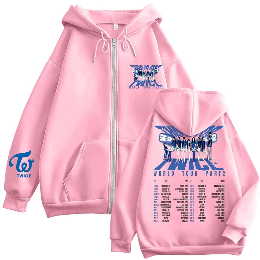 Damska codzienna modna bluza z kapturem zapinana na zamek, z nadrukiem i długim rękawem