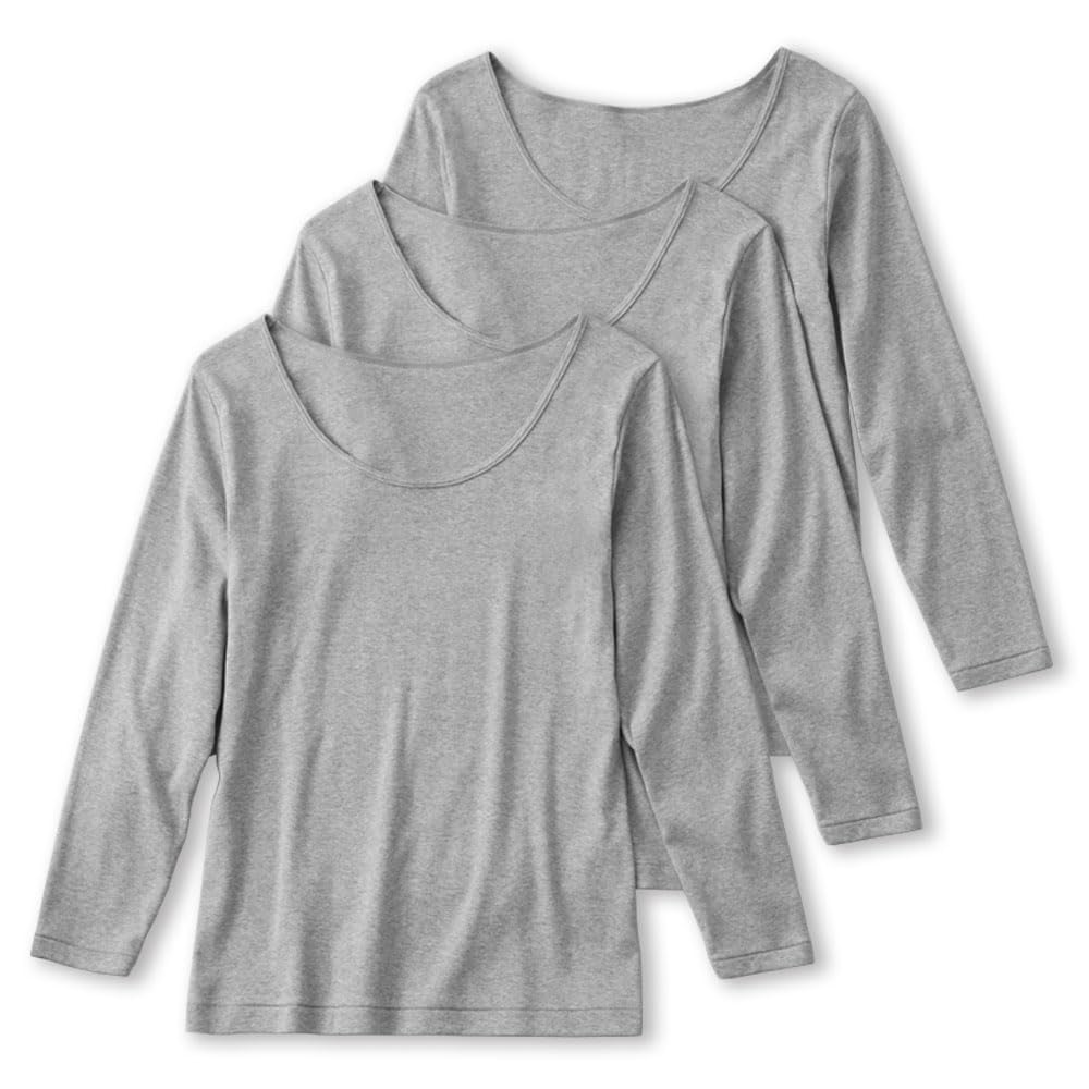 Long Sleeve Innerwear Set BASIC Cotton Sleeve Innerwear Set Basic GM00463 Gray Mocha M [Gunze] 3-Piece Skin-Friendly 100% 8/10 Women's