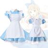 Cute Little Girl Sweet Lolita Dress Maid Costume Anime  Cosplay Maid Apron Lace Blue Halloween Costumes For Kids