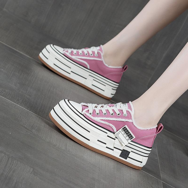 

Platform canvas shoes women s small height increase casual board shoes spring new versatile sports white shoes 39 розовый