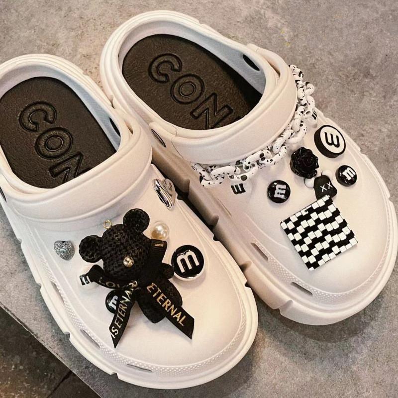 Fashion 14pcs DIY Shoes Charms Shining Rhinestone Chain Accessories For Clogs Slippers