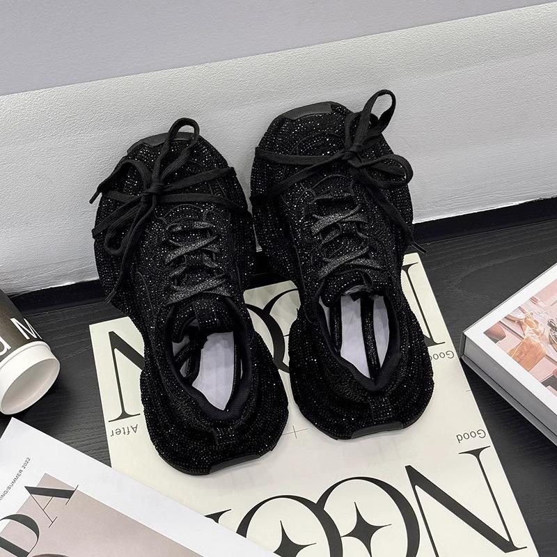 Rhinestone Gypsy Dad Shoes 2026 Spring and Autumn New Thick Sole Heightening Versatile Full Diamond Ins Tide Internet Celebrity Casual Shoes