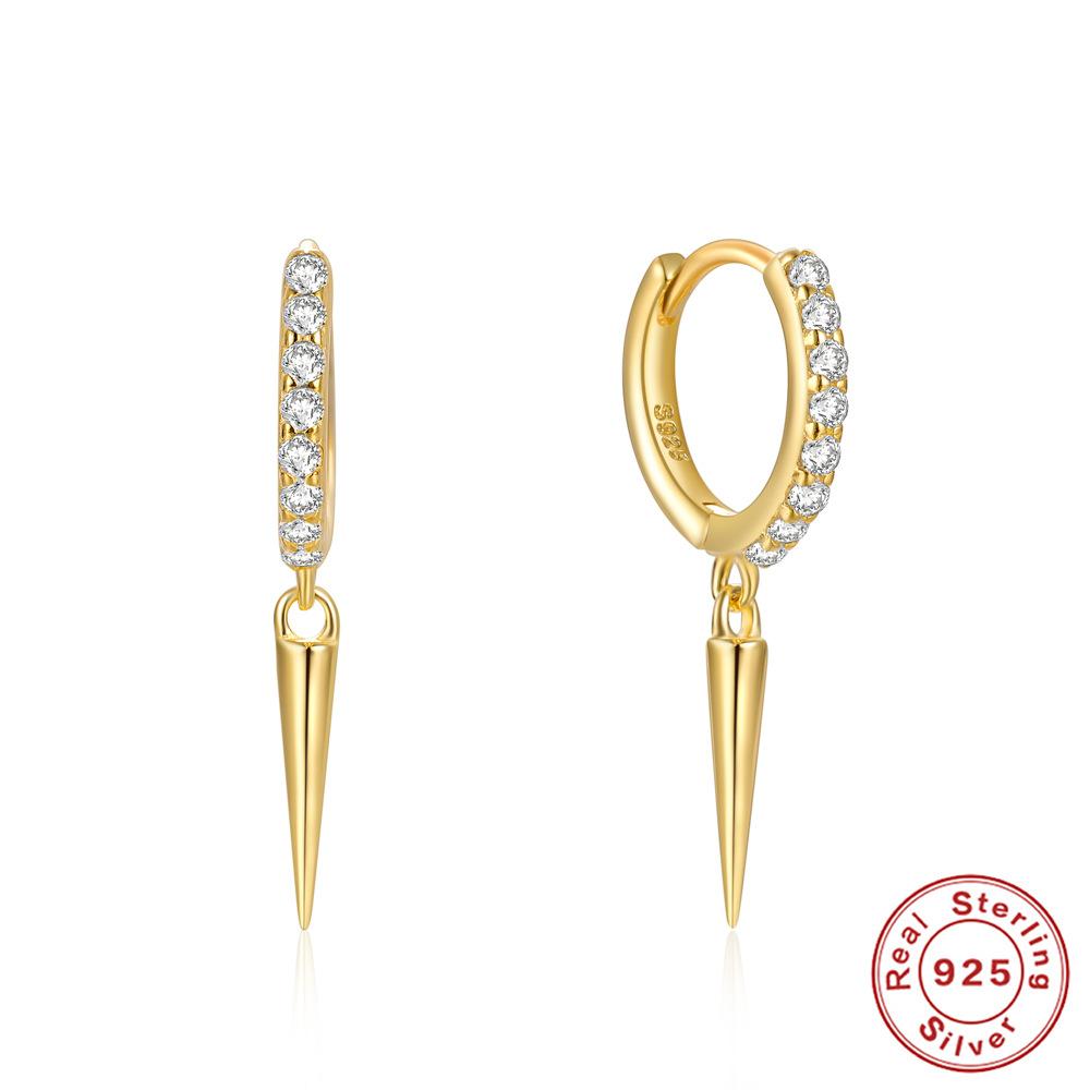 Trendy S925 Sterling Silver Colored Zircon Bee Dragon Rivet Earrings Fashionable Retro Earrings Earrings Pendant Earrings