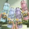 1PC Country Roads Truck Retro Print 750ml Color Plastic Sports Water Bottle Leakproof Flip Straw Lid Suitable for Sports Office Home Use