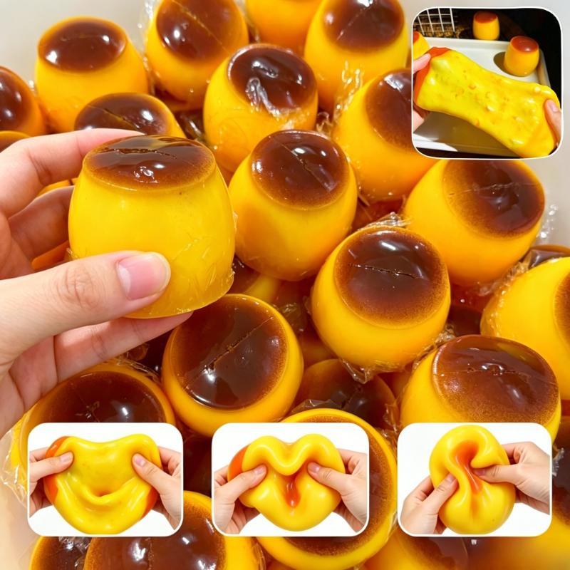 Hot Crunchy Squishy Caramel Pudding Stress Ball Fidget Toys Food-Shaped Pudding Asmr Sensory Stress Relief Toys For Adults Gift