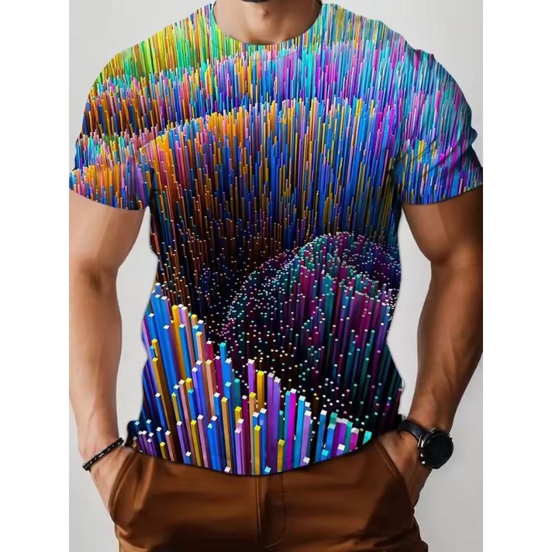 

Крутая красочная 3D-печатная праздничная атмосфера футболка унисекс уличная личность короткий рукав повседневный повседневный вечерний великолепный топ 6XL