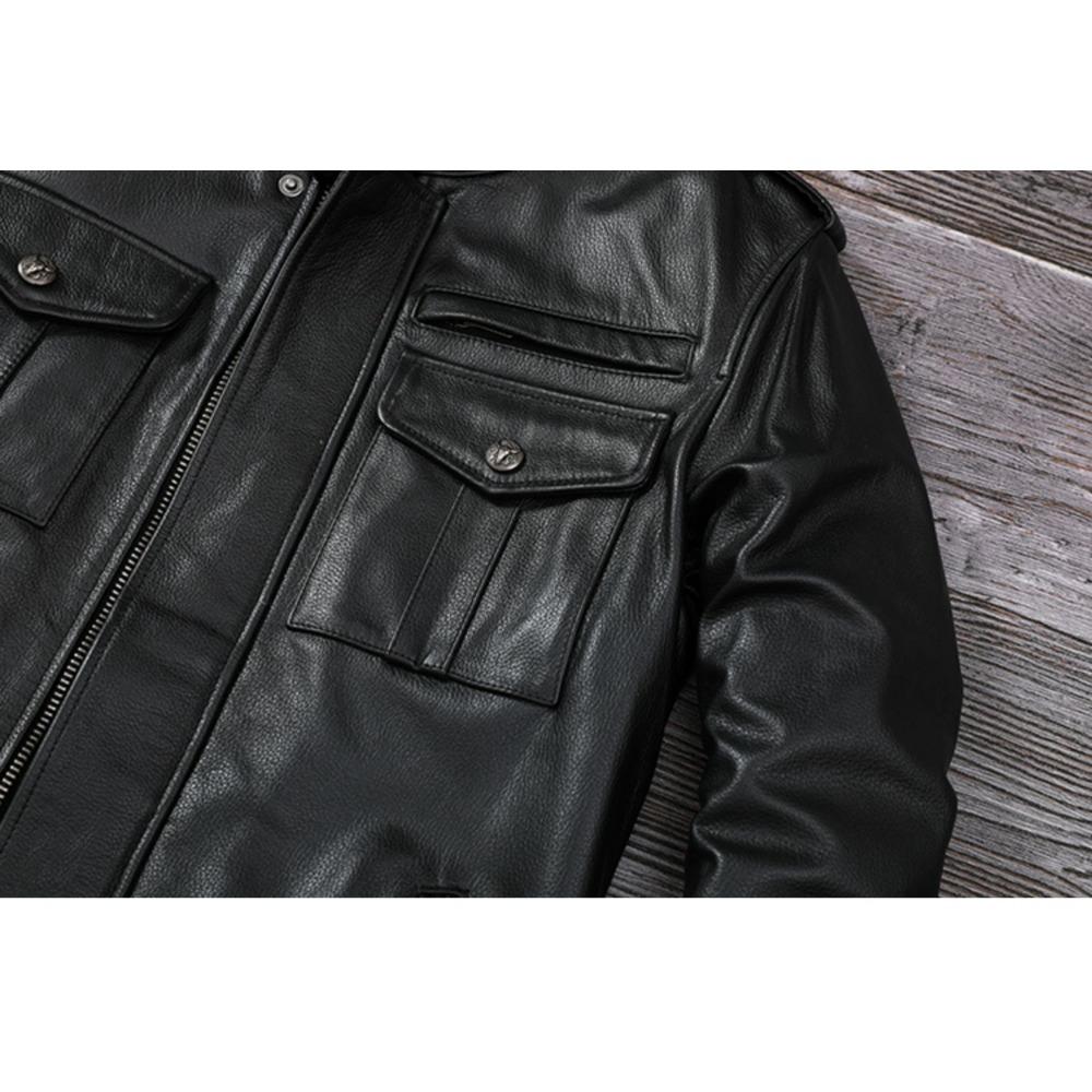 Chinese Size Men Leather Jacket Style Genuine Cowhide Coat Soft Slim Fit Spring