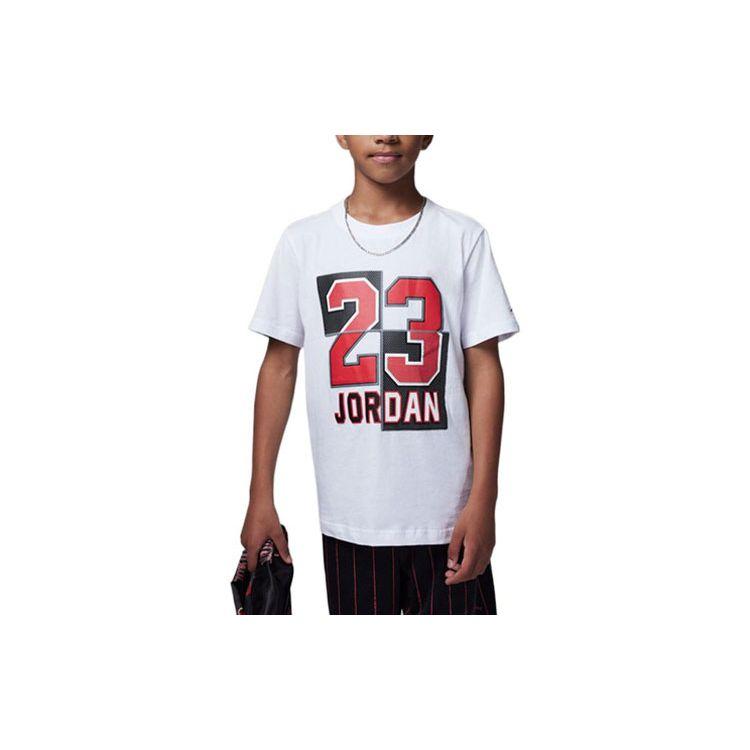 Jordan Letter Logo Printed Round Neck Short Sleeve T-Shirt Kids Tops White FB1597-100