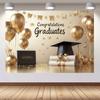 2025 Dimissionsfest Baggrund - Sort og guld hat ballon design til PROM og festdekorationer