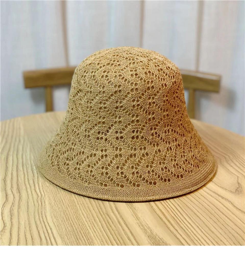 Double-sided Bucket Hat Summer Women's New Sunscreen Sun Hat Sunscreen Hollow Thin Breathable Face Cover Knitted Sun Hat